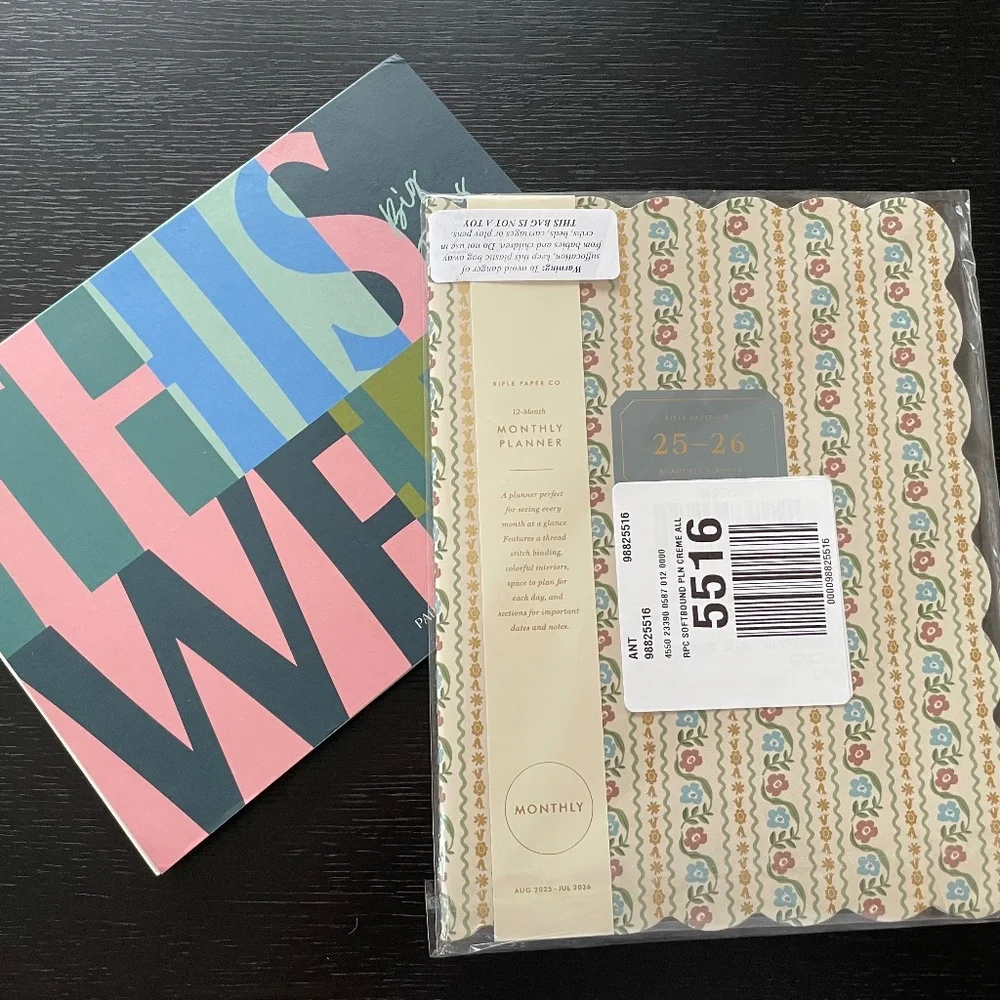 Rifle Paper Co. Softbound 12-Month 2025-2026 Planner + Papier Weekly Notepad SET